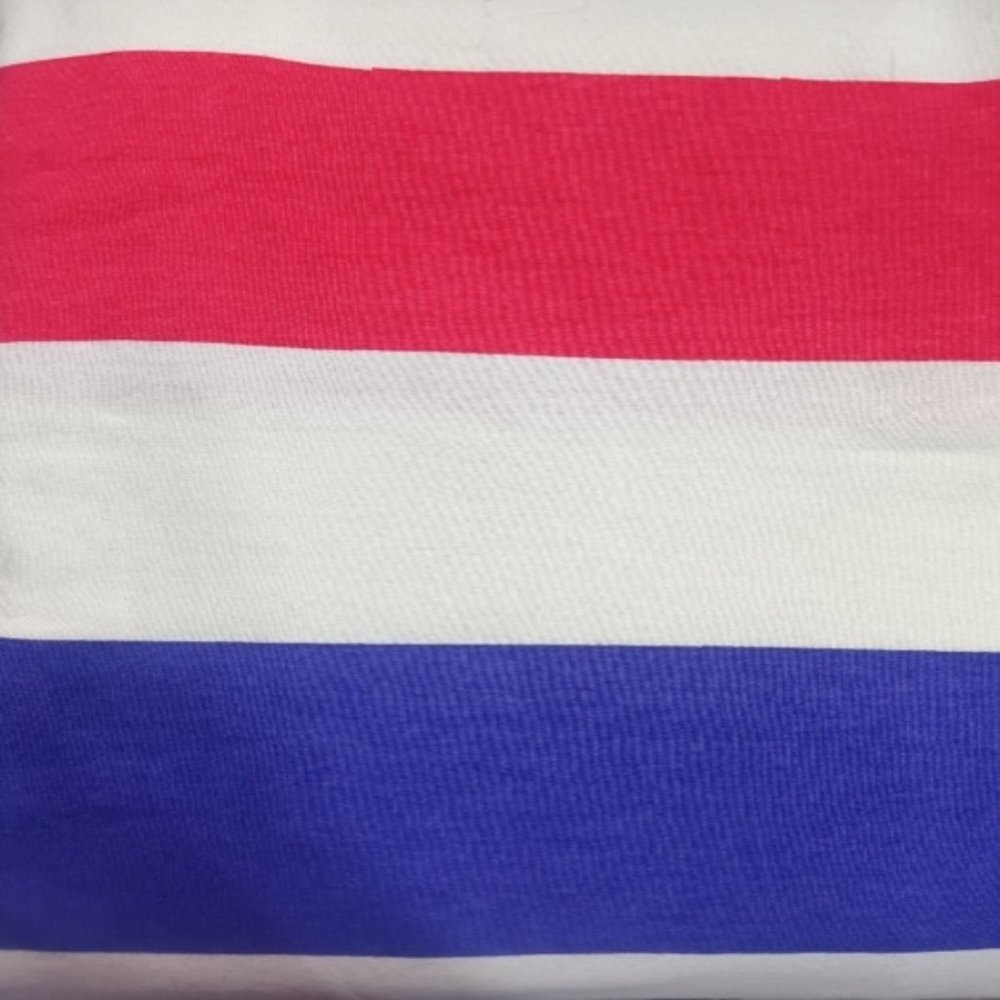 FABRIC #883 -  T Shirt Knit - Red White Blue Striped Print Patttern 78 X 60